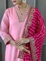 Light Pink Viscose Silk Readymade Kurti